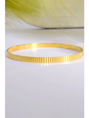 Innuendo Jewelry 925 Ayar Gümüş Üzeri 22 Ayar Altın Kaplama Aynalı Ajda Bilezik