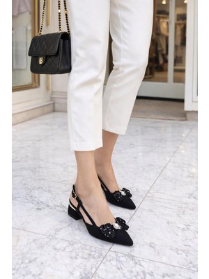 ModaOnn Kadın  Gold Aksesuar Detaylı Fiyonklu Topuklu Ayakkabı