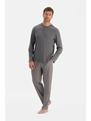 Dagi Gri Uzun Kollu Üçlü Pijama Takım