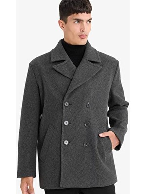 DeFacto Slim Fit Dar Kesim Düğmeli Cepli Astarlı Kaşe Kaban Parka D1521AX25WN