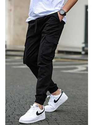 Vikunya Erkek Yanı Cepli Yeni Sezon Siyah Jogger Pantolon Kargo Pantolon