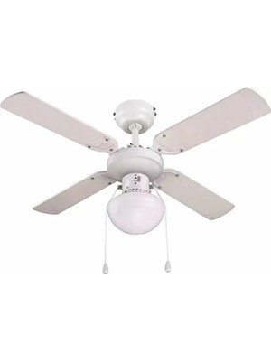 Simplyx Aydınlatmalı 4 Kanatlı Eko Beyaz Tavan Vantilatörü 92 cm Modern Tasarım 60 Watt