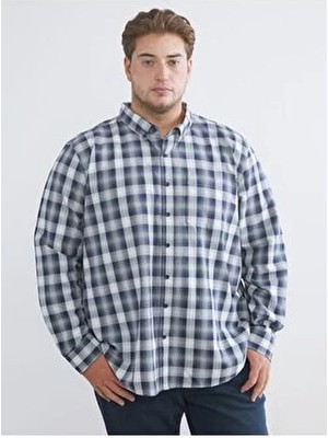 LC Waikiki Erkek Gömlek Uzun Kollu Ekose Gabardin Regular Fit Günlük Stil 4XL Beden