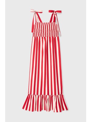 MUDO Çizgili Kloş Midi Elbise