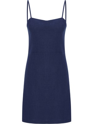 Askılı Mini Keten Elbise