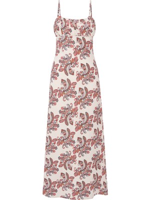 Baskılı A Form Kolsuz Midi Elbise