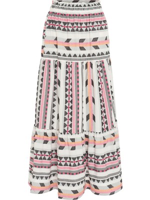 MUDO Nakışlı Desenli Kloş Uzun Etek