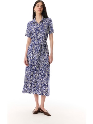 MUDO Uzun Gömlek Yaka Kloş Elbise