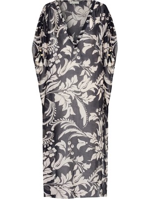 MUDO Baskılı Kol Detaylı Oversıze Uzun Elbise