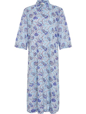 MUDO Etnik Baskılı Midi Gömlek Elbise