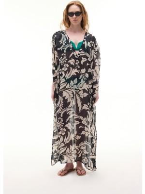 MUDO Baskılı Kol Detaylı Oversıze Uzun Elbise