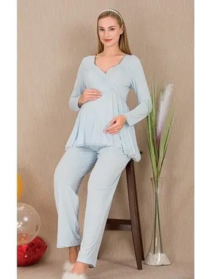Lady Lingerie Uzun Kollu Lohusa-Hamile Pijama Takımı