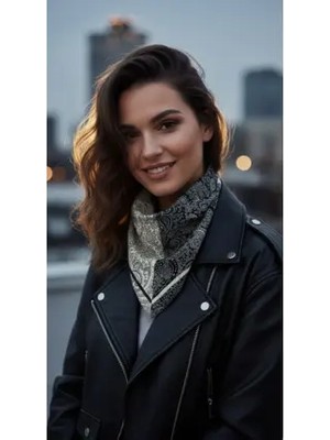 Black And Cream Paisley Desen 55X55CM Bandana/fular