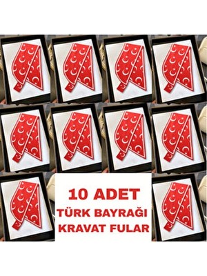 Nurfemina Türk Bayrağı Desenli Şık Kadın Kravat Fular 10 Adet