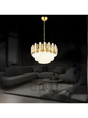 Ronisu Aydınlatma Diego 50'lik Taşlı Avize  Kristal  Taş Salon Oturma Odası Avize