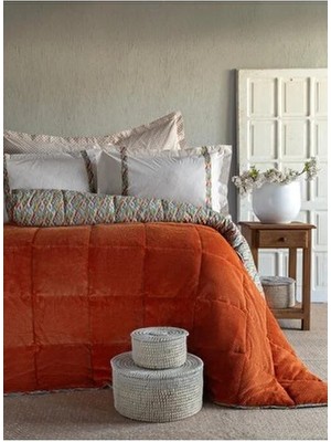 Apricitas Home Çift Kişilik Lowel Terakota Softly Kadife Uyku Seti