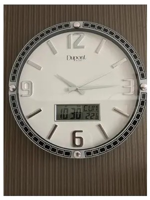Dupont Milano DUPONT-T-710-A Dijital Termometreli ve Takvimli Duvar Saati Silver-White
