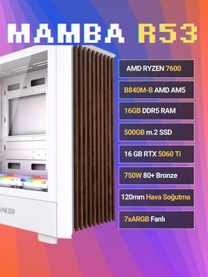 Sinerji Mamba R53 Gigabyte Geforce RTX5060TI 16GB Ryzen 5 7600 16GB 512GB SSD