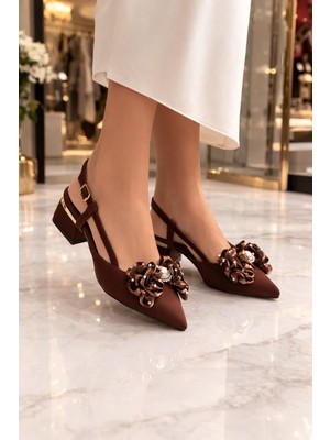 ModaOnn Kadın  Gold Aksesuar Detaylı Fiyonklu Topuklu Ayakkabı