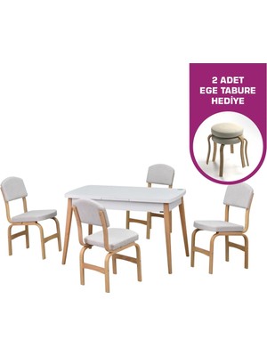 Vilinze Ege Sandalye Avanos Ahşap Mdf Açılır Mutfak Masası Takımı - 70X120+30 cm