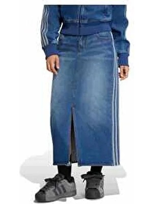 adidas 3s Sk Denim Kadın Spor Etek Mavi Uzun Kalem Kesim Denim Kumaş 46 Beden