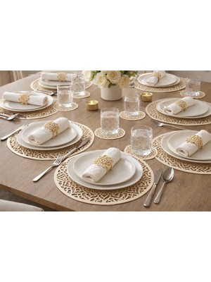 GezegenX Supla Takımı, Amerikan Servis Seti-18 Parça Sofra Sunumu, (6'lı Supla, 6'lı Bardaklık,6'lı Peçetelik