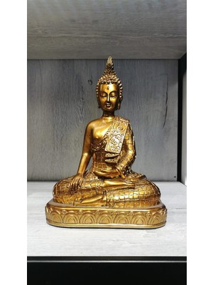 Miamantra Altın Rengi Buda Heykelciği (Büyük Boy 26 cm)