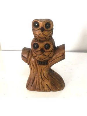 Miamantra El Yapımı Ahşap İkili Baykuş (Model 2)