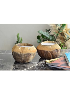 Miamantra Hindistan Cevizi İçinde Mum (Çap: 18 cm)