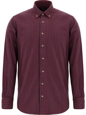 Abdullah Kiğılı Uzun Kol Slim Fit Dar Kesim Oduncu Ekose Pamuk Düğmeli Yaka Gömlek