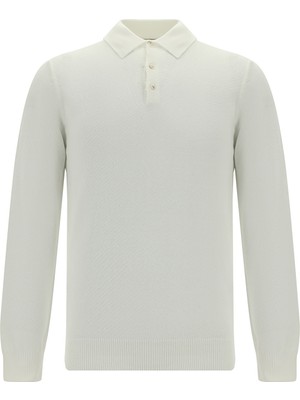 Abdullah Kiğılı Polo Yaka Regular Fit Desenli Pamuklu Kaşmirli Triko Kazak