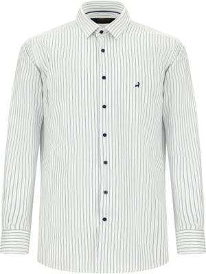 Abdullah Kiğılı Uzun Kol Regular Fit Çizgili Pamuk Gömlek