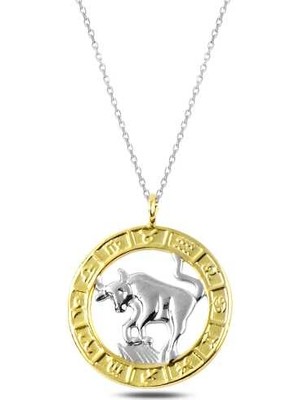 Diger Kenpazar 925 Ayar Gümüş Gold Boğa Burcu Kadın Gümüş Kolye