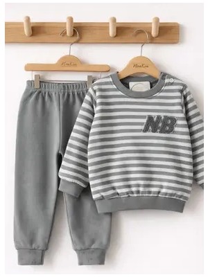Moukou Bebek Pamuklu 2’li Takım – Sweatshirt ve Alt Seti, Yumuşak Konforlu Günlük Kıyafet