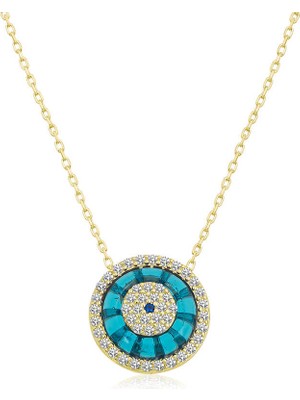 Diger KENPAZAR925 Ayar Gümüş Gold Camgöz Nazar Kadın Gümüş Kolye