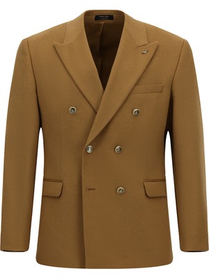 Abdullah Kiğılı 6 Drop Regular Fit Standart Kesim Kruvaze Yün Ceket