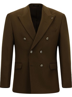 Abdullah Kiğılı 6 Drop Regular Fit Standart Kesim Kruvaze Yün Ceket