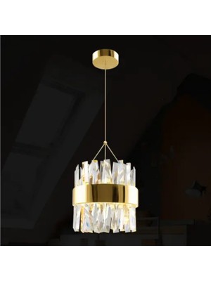 Ronisu Aydınlatma Roxy Taşlı Sarkıt LED Avize Kristal Taş Salon Yatak Odası Avize Aydınlatma