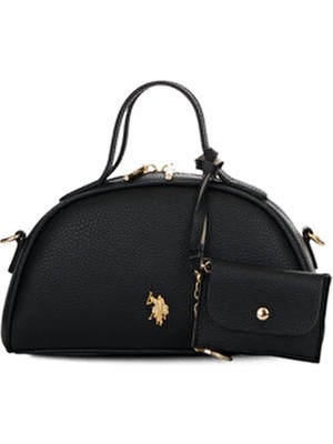U.S. Polo Assn. Suni Deri Siyah Kadın Postacı Çantası US26155 Dokulu Desen ile Şık Tasarım
