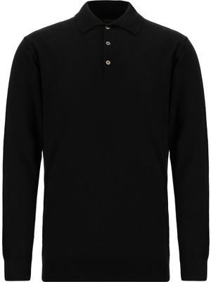 Abdullah Kiğılı Polo Yaka Regular Fit Yünlü Kaşmirli Triko Kazak