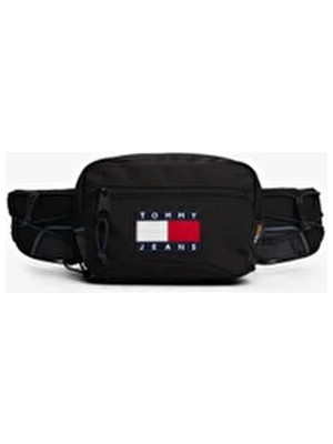 Tommy Hilfiger Siyah Polyester Erkek Bel Çantası AM0AM13872 Lisanslı Logolu Düz Desenli Kullanıma Uygun