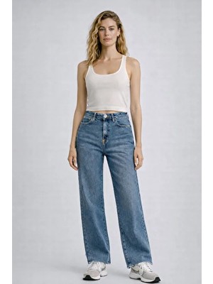 Vena Kadın Wanda Ekstra Yüksek Bel Dark Blue Wide Leg Jean Pantolon %100 Pamuk - Dark Blue