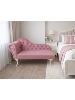 AldaGelsin Dekoratif Bihter Koltuk Josefin Puf 110 cm Beyaz Ayak