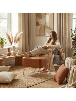 Zem Petra Çay Seti, Siyah Kazayağı/Taba Deri (1 ADET TEKLİ BERJER 1 ADET PUF)