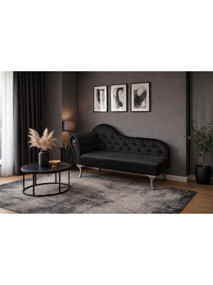 AldaGelsin Dekoratif Bihter Koltuk Josefin Puf 120 cm Gümüş Ayak