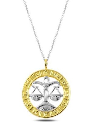 Diger Kenpazar 925 Ayar Gümüş Gold Terazi Burcu Gümüş Kolye