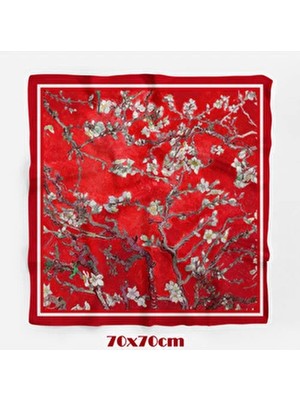 Red Blossom Desen Çok Renkli 70*70CM Polyester Bandana/Fular Çiçekli Desenli Kadın Aksesuar