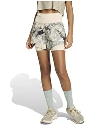 adidas ADI365 Ap 21 W Kadın Spor Şort KA0321 Bej Regular Fit Desenli Hafif Kumaş ile Rahat Kesim