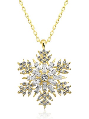 Diger KENPAZAR925 Ayar Gümüş Gold Kar Tanesi Kadın Gümüş Kolye