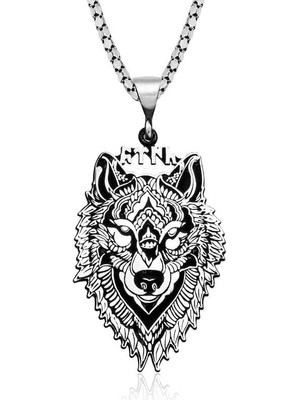 Diger Kenpazar 925 Ayar Gümüş Göktürkçe Türk Yazılı Kurt Gümüş Kolye